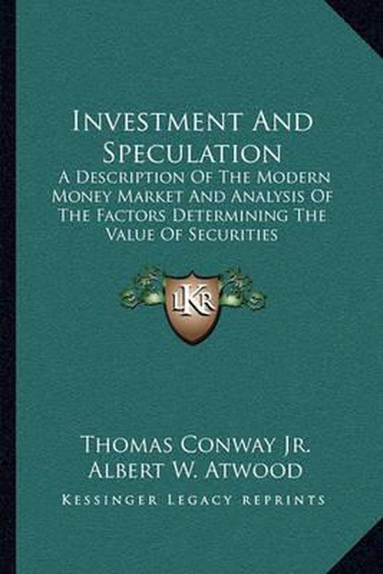 Investment and Speculation, Thomas Conway, Jr. 9781163248188 Boeken