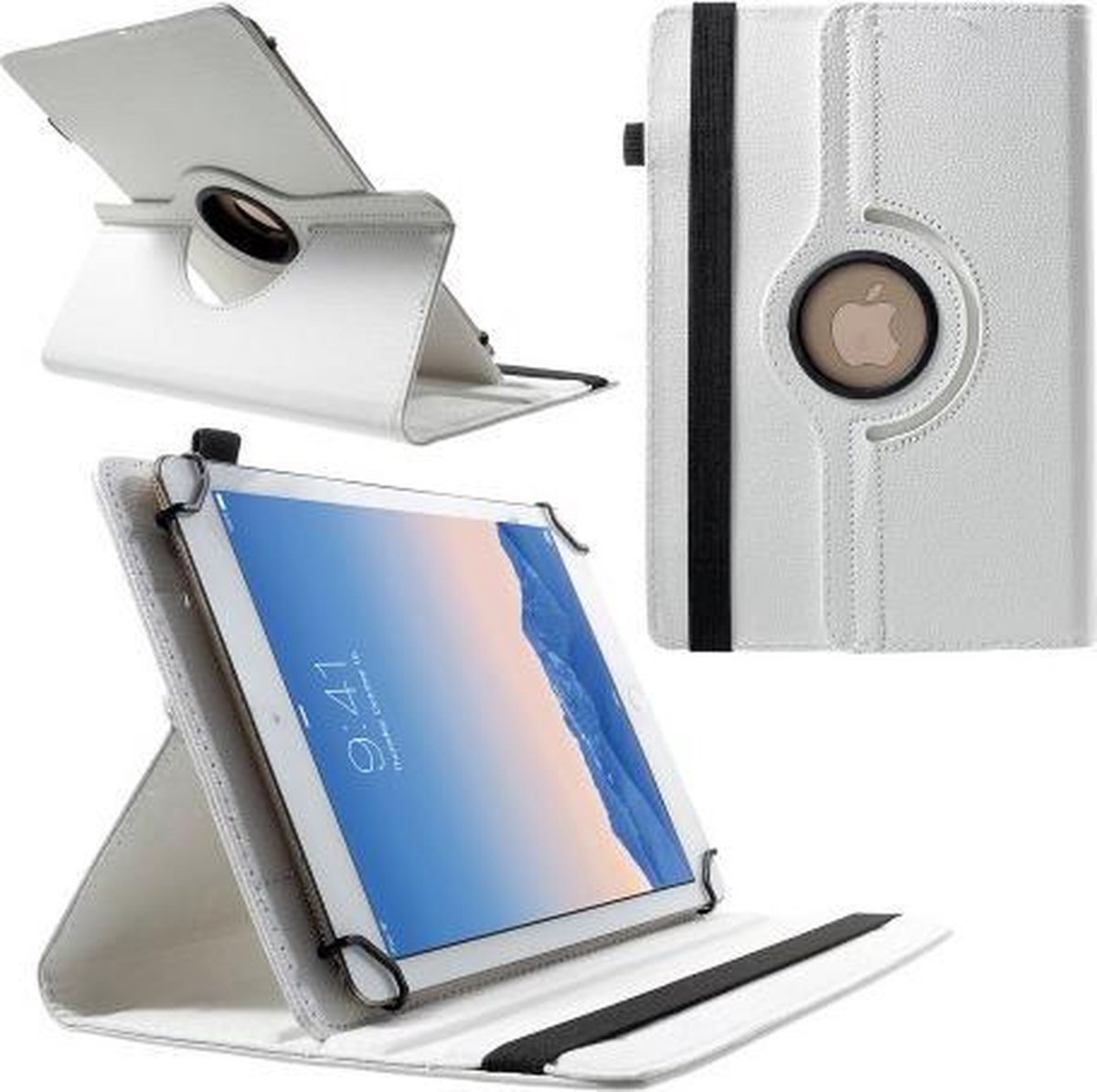 360 Rotating Book Case Universele Tablethoes - Geschikt voor Archos Kid - Wit