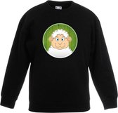 Kinder sweater zwart met vrolijke lammetje print - lammetjes trui 12-13 jaar (152/164)