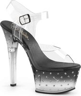 Pleaser Sandaal met enkelband, Paaldans schoenen -37 Shoes- ASPIRE-608STD Paaldans schoenen Zwart/Wit