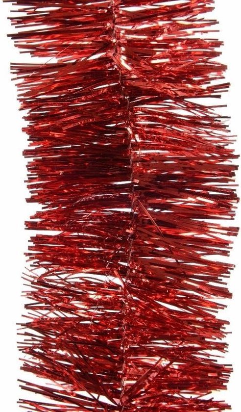 Decoris Kerstslinger-guirlande - rood - glanzend lametta - 270 cm | bol.com