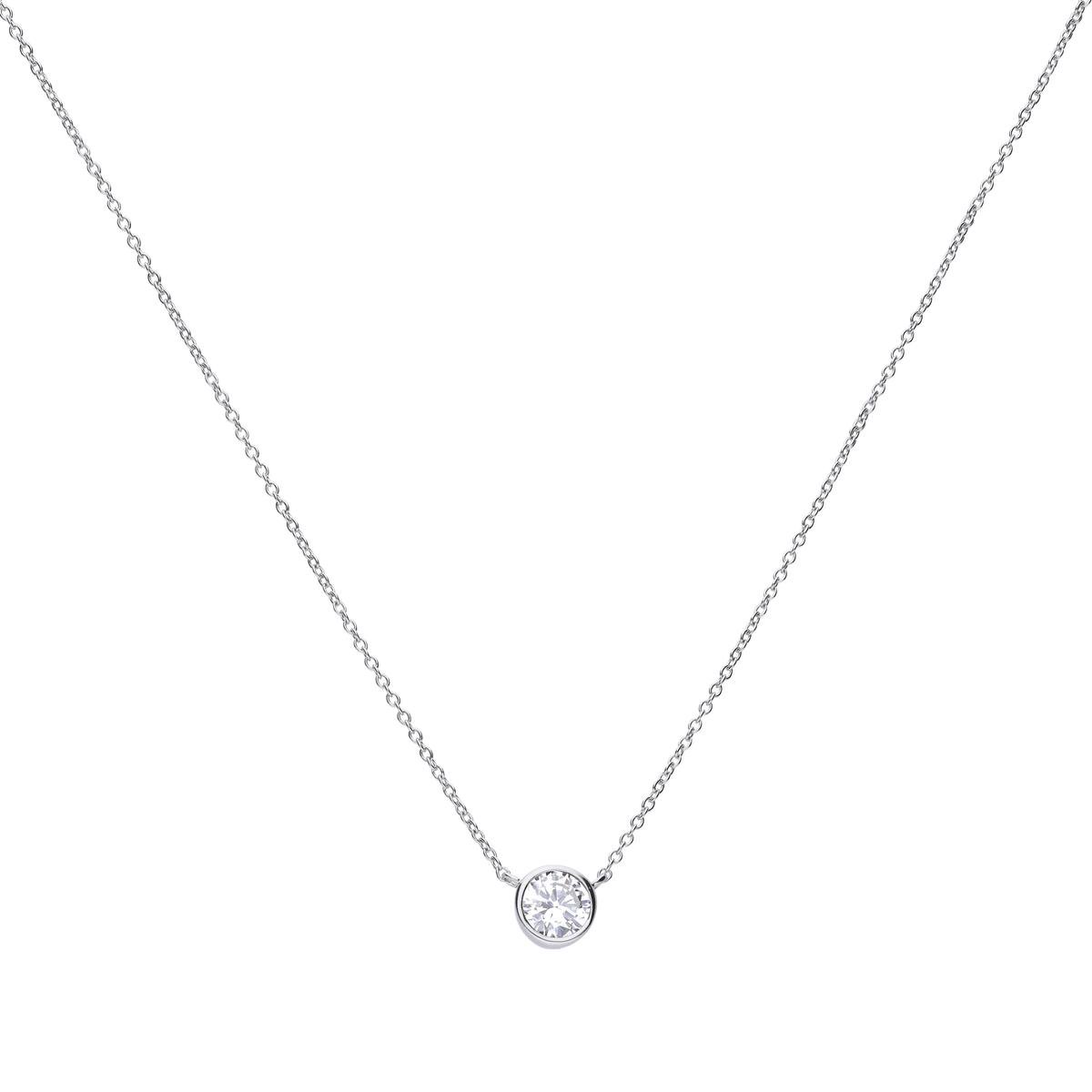 Diamonfire ketting - zilver gerodineerd - ankerschakel - zirkonia - carat - 1.00ct - ronde zetkast - 45 cm