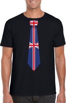 Zwart t-shirt met Engeland vlag stropdas heren S