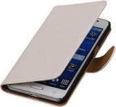 Croco Bookstyle Wallet Case Hoesje voor Galaxy Prime G530F Wit
