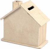Beschilderbare hobby/knutsel spaarpot houten huisje 10 cm