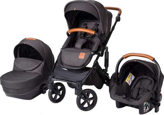 Product: Born Lucky Rapsodie 3 in 1 Kinderwagen Inclusief Autostoel - Zwart, van het merk Born Lucky