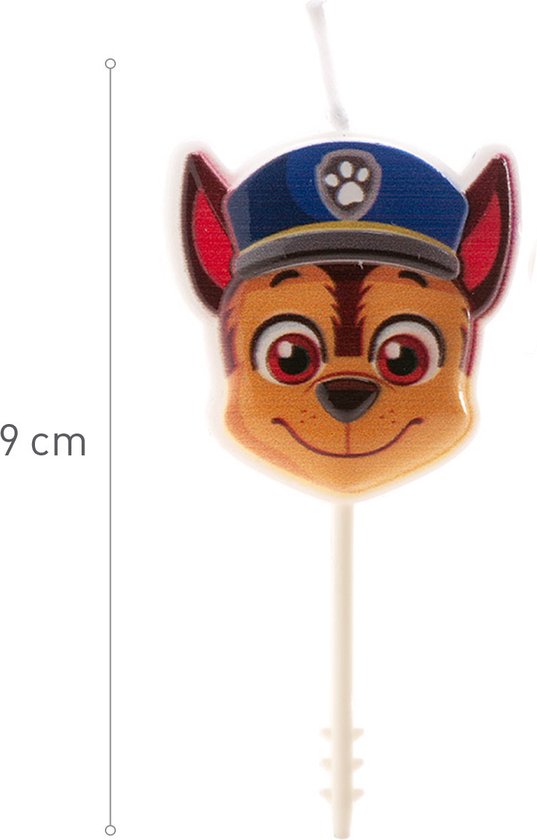 Paw Patrol-taartkaars van Chase in zijn politiepet.