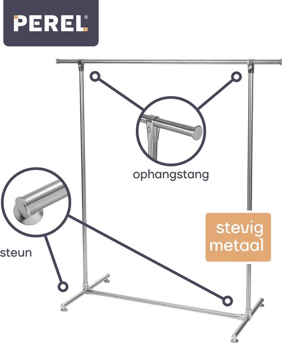 Perel Kledingrek, 1 stang, 125 x 50 x 130 cm, max. last 75 kg, metaal