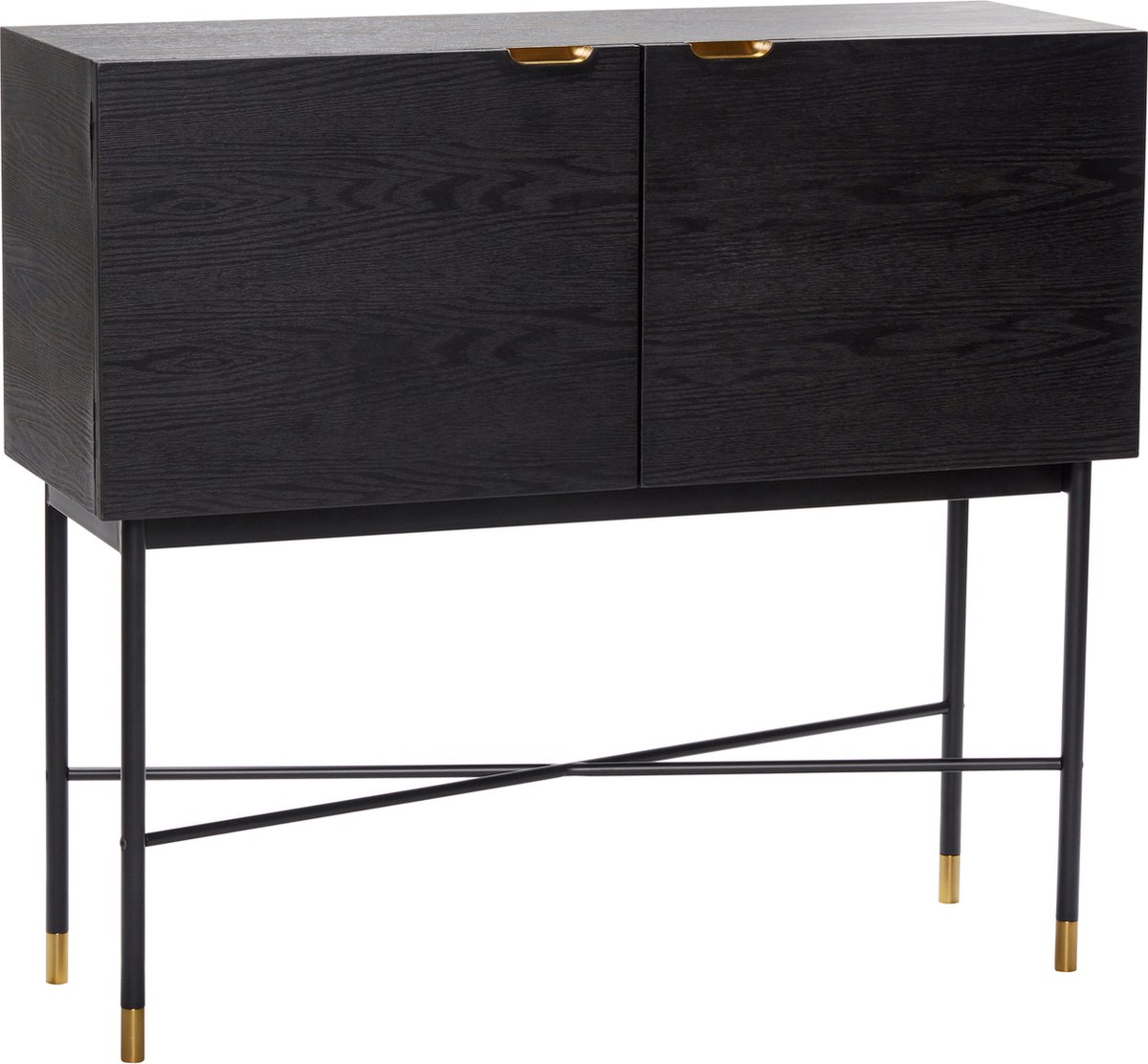 HÜBSCH INTERIOR - NORM dressoir van zwart essenhout en messing accenten