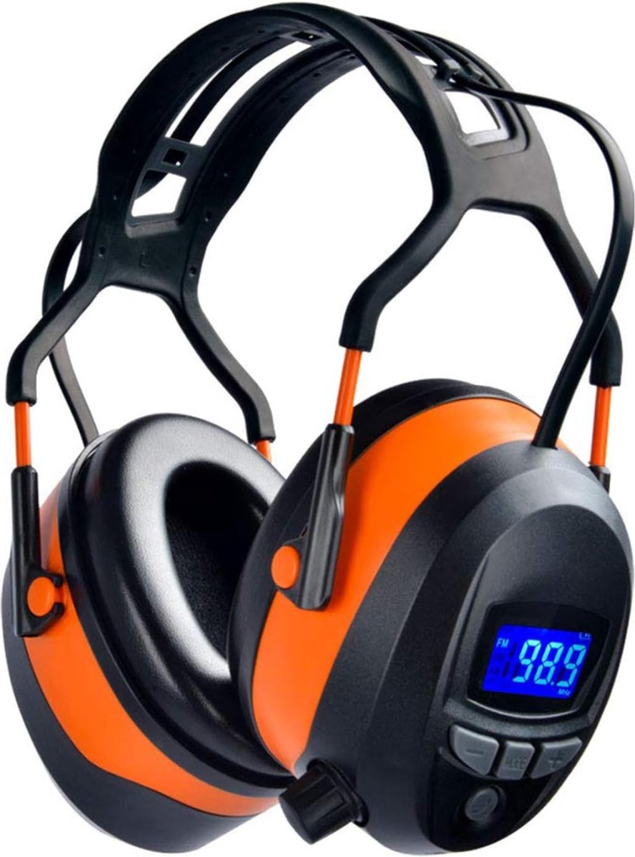 VELTRR® Oorkappen met Radio voor Volwassenen - Gehoorbescherming Kinderen - Zwart met Oranje
