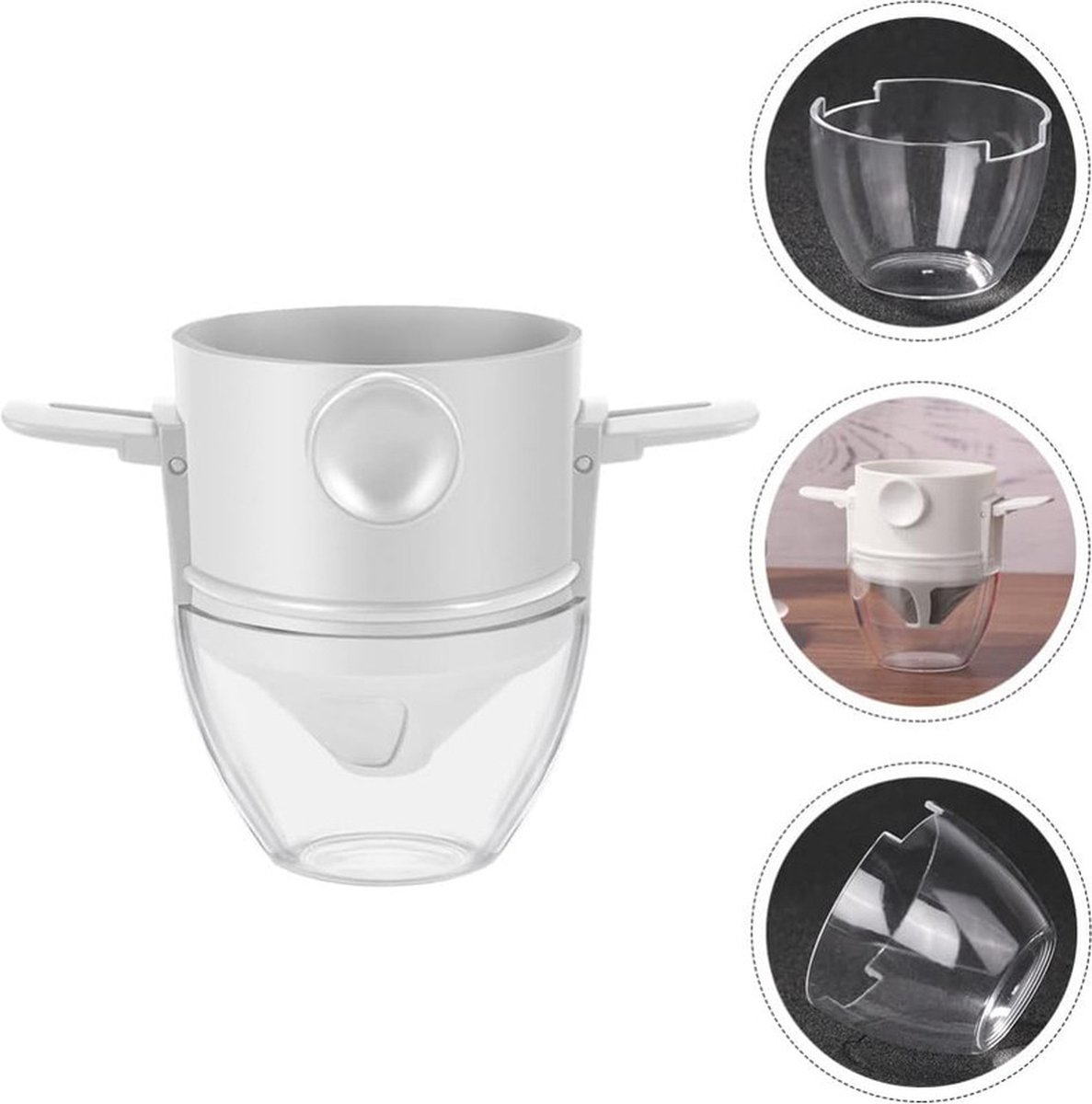 Koffiefilter - Koffiefilterhouder - Rvs Koffiefilter - Herbruikbaar - Koffie Dripper - Papierloos Giet Over Koffiedruppelaar - Voor Handmatige Bereiding Van Permanente Koffie - Met bekerhouder - Voor Thuiskantoor, Reizen, Kamperen - 1 Stuk