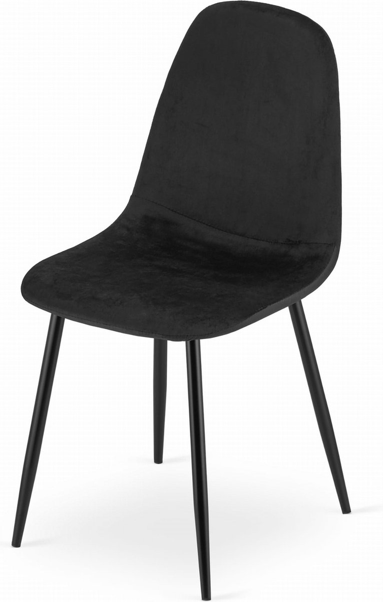 LEOBERT COMO Stoel - Zwart, Velvet Bekleding, Zwarte Metalen Poten, Tijdloos Ontwerp en Ergonomisch Comfort voor Woonkamer, Keuken, Slaapkamer en Kantoor, Max. 120 kg