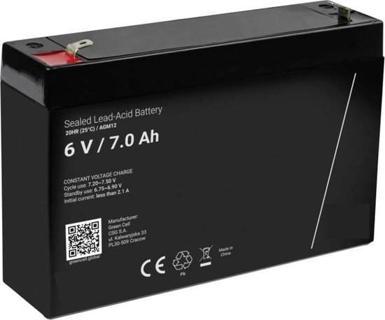 6V 7Ah AGM Accu voor Elektrische Kinderauto, Kindermotor en Quad – Onderhoudsvrije Loodzuur Batterij 151x34x94mm