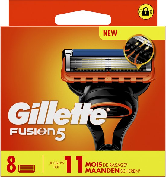 Gillette Fusion5 mesjes in oranje verpakking. Nieuw. 8 mesjes, goed voor 11 maanden scheren.