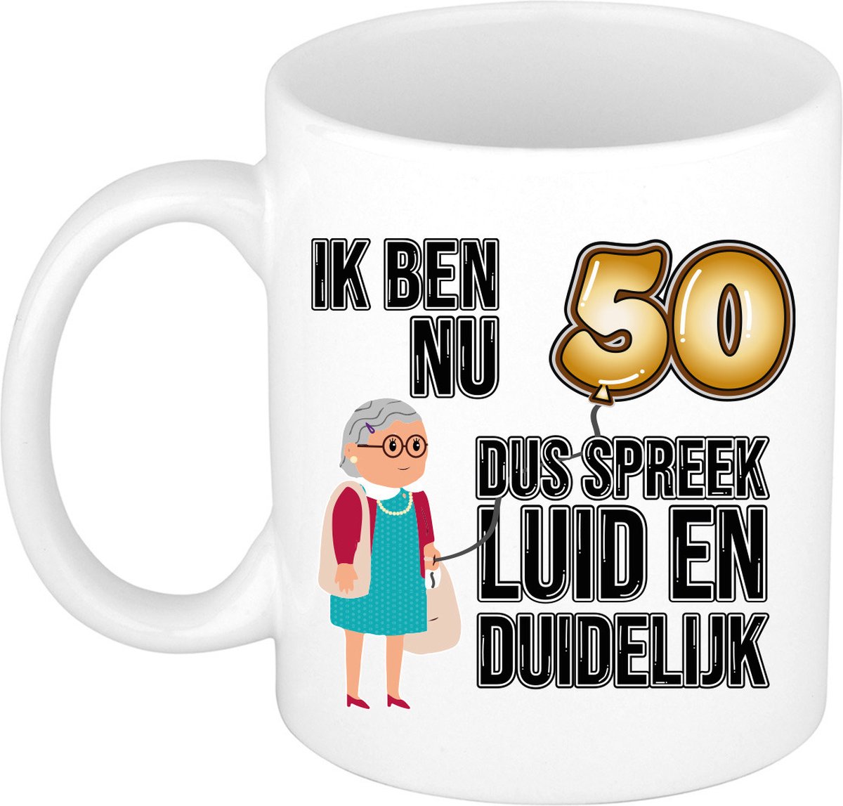 Bellatio Decorations Verjaardag cadeau mok 50 jaar - luid en duidelijk oma - bruin -Sarah