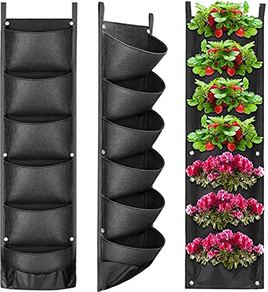 Bloempot binnen wandhanger van ijzer - 34 x 14 x 34 - Zwart - DEXTER