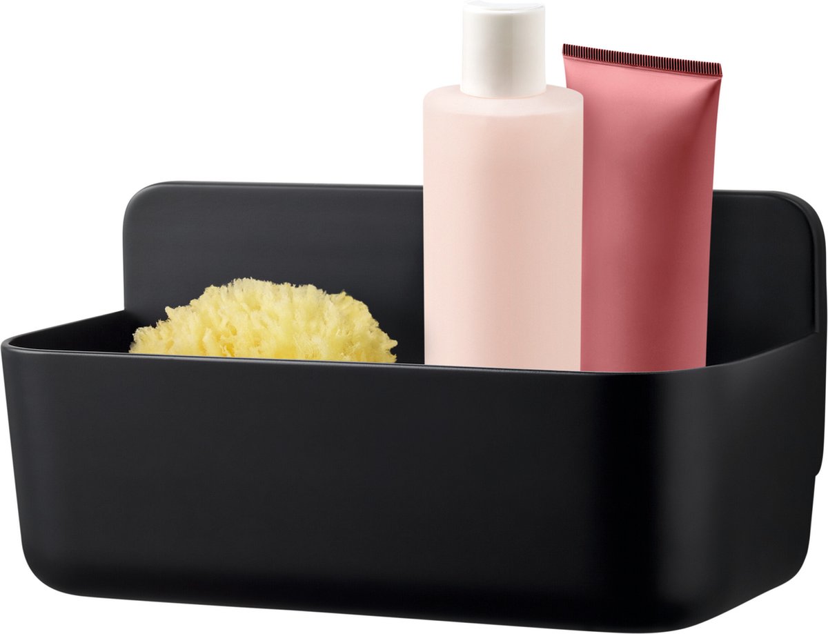 tesa doucherek Lavaa M matzwart badkamer zelfklevend zonder boren powerstrips – 260x130x110mm