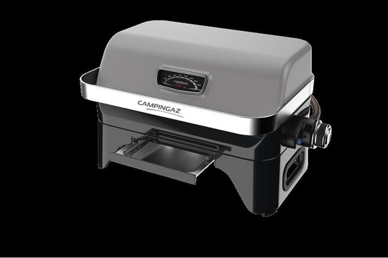 Campingaz Attitude 2go CV BBQ - Draagbare Gas barbecue - voorgemonteerde outdoor grill - werkt op een Campingaz ventielcartouche - tafel barbecue met ingebouwde thermometer - draagbare barbecue met vaatwasserbestendige onderdelen - grijs/zwart