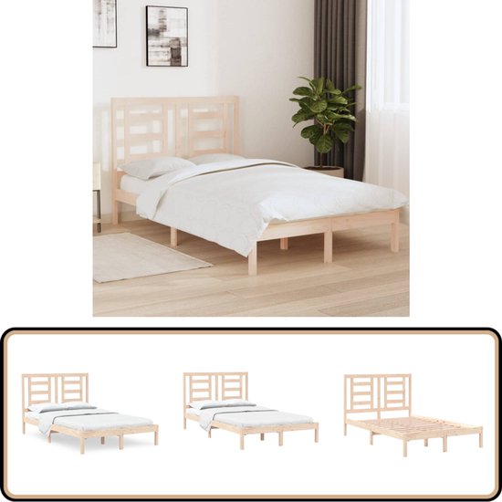 vidaXL Bedframe - Grenenhout - 120x200 cm - Zonder Matras Houten Bedframe - Grenenhout Bedframe - Modern Bedframe - Rustiek Bedframe - King Size Bedframe