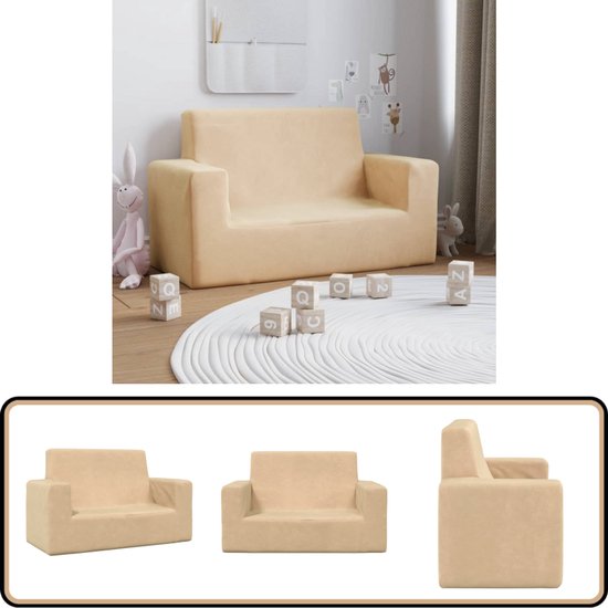 vidaXL Canapé pour enfants - 2 places - Peluche douce - Crème Canapé pour Kids - Canapé pour enfants - Meubilair Kinder - Canapé doux - Canapé en peluche - Canapé rose - Armoire à jouets