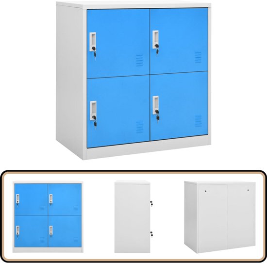 Tidyard Lockerkast, stalen kast, bureaukast, modern design, organizer, lichtgrijs en rood, 90 x 45 x 92,5 cm