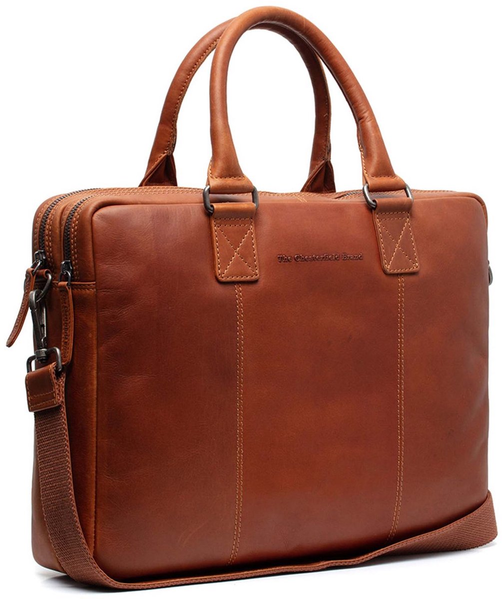 Chesterfield Fabian Waxed Pull Up Laptoptas - 15 inch - Cognac