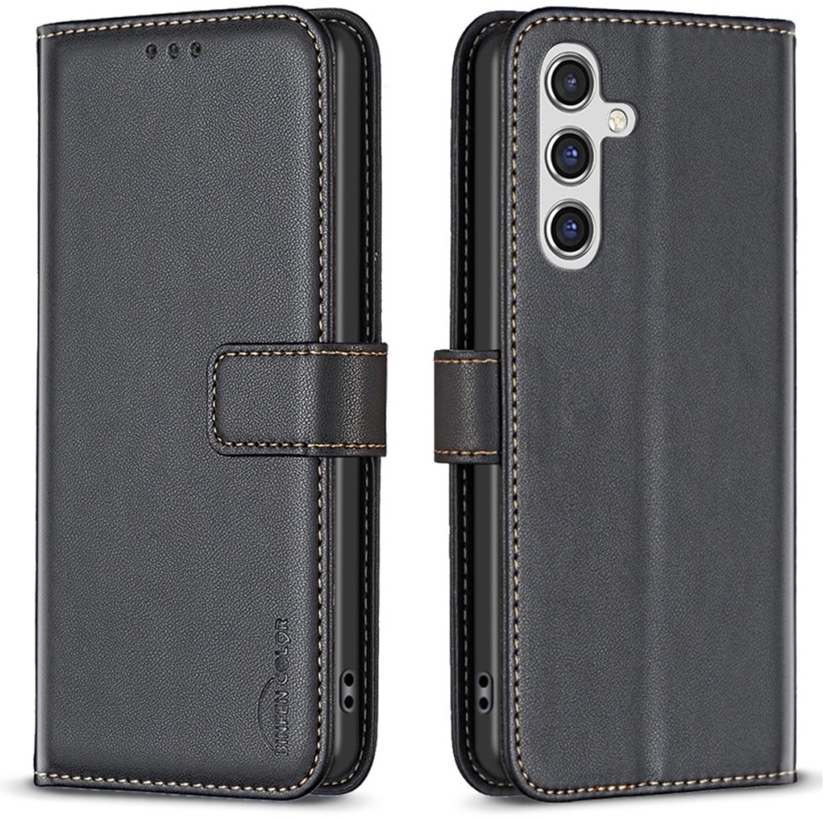 BINFEN Hoesje - Geschikt voor Samsung Galaxy A36 Hoesje - BINFEN Book Case - Zwart