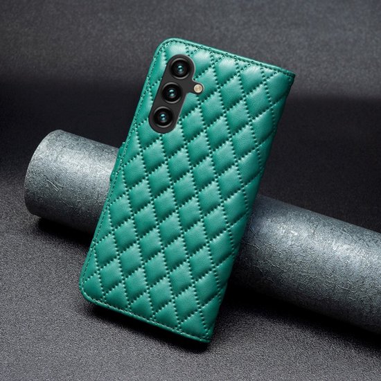 Étui BINFEN - Compatible avec Samsung Galaxy A36 - Étui à rabat BINFEN Rhombus - Vert
