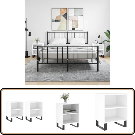 Hzuaneri Nachtkastje set van 2, Smal Nachtkastje met 2 Stoffen Lade, Bijzettafel met Open Vak, Modern, voor Slaapkamer, Woonkamer, 30 x 24 x 60 cm, Wit NS62303W