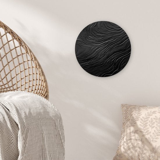 WallCircle® Cercle mural 30x30 cm - Cercle mural Zwart - Abstrait - Bois - Décoration murale salon - Décoration murale chambre - Accessoires de décoration de chambre - Tableaux ronds