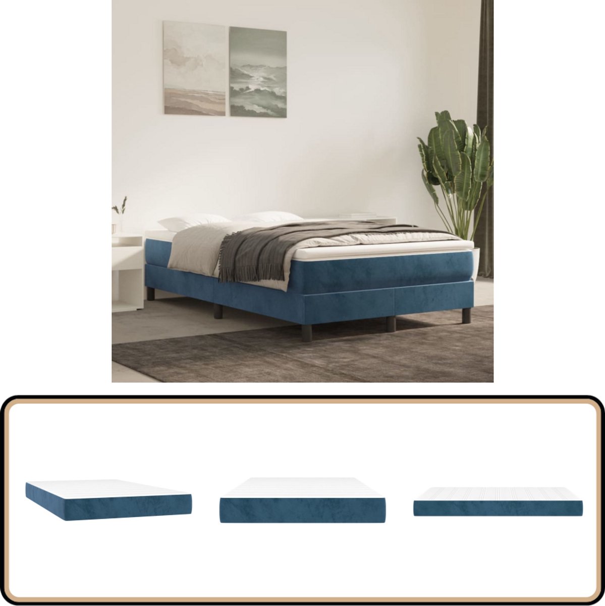 vidaXL Pocketveringmatras 120x200x20 cm Fluweel Pocketveringmatras - Fluweel Matras - Velvet Matras - Tweepersoons Matras - King Size Matras
