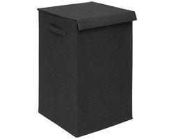 5Five Eureka sorteer wasmand - 74 liter - zwart - 37 x 37 x 60 cm - MDF/Polyester stof - met afsluitklep