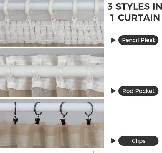 Rideaux - Rideaux - 160X140 - Beige - 2 pièces