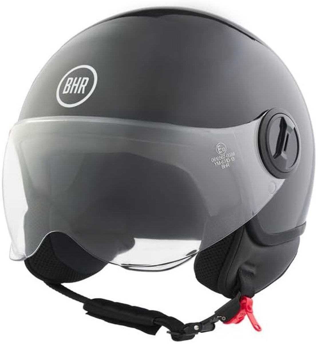 BHR 835 - Vespa helm - Glans Zwart - maat L - Zwarte Jethelm - Scooter en Motorhelm - Helm met Vizier