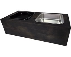 Voerbak hond - Houten voerbak - Dieren voerbak - Drinkbak - Drinkbak hond - Voer hond - Anti knoei - Gulzig - Verminderd slobberen Black wash - Maat 53-15-25 cm limited edition