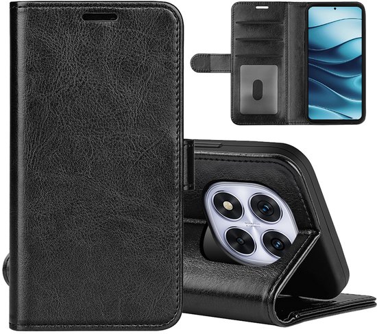 Coque Xiaomi Redmi Note 14 Pro 5G - Étui portefeuille MobyDefend (fermeture arrière) - Zwart - Étui pour téléphone portable - Étui pour téléphone compatible avec : Xiaomi Redmi Note 14 Pro 5G