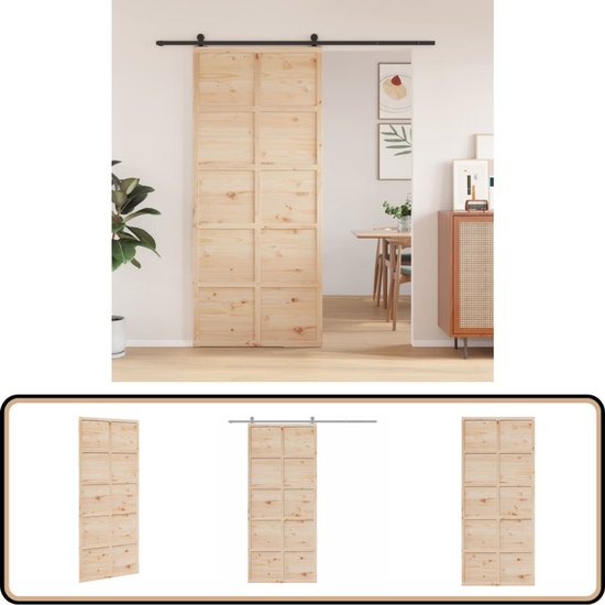 vidaXL Schuifdeur Bruin 100 x 208 cm Massief grenenhout