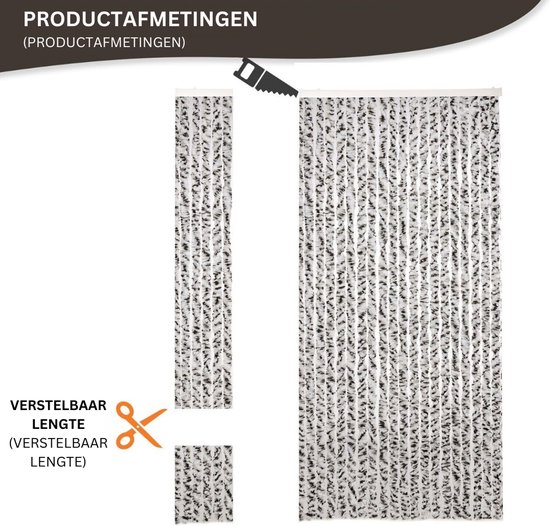 ApexArte® Vliegengordijn Kattenstaart - Hordeur - Vliegengordijn - Zwart met Grijs — afbeelding 3
