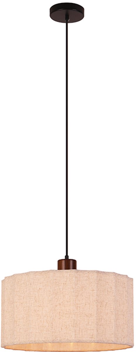 Olucia - LOULOU - Hanglamp - Beige / Zwart - Vorm: Rond
