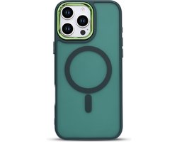 Matte magnetische hoes Geschikt voor: iPhone 16 Max Pro - Compatibel met MagSafe - Schokbestendige, Doorschijnende, Matte achterkant - Groen