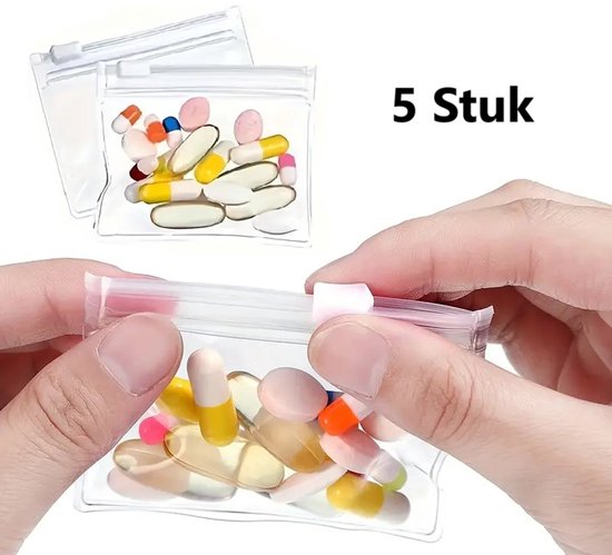 Set van 5 Herbruikbare Medicijntasjes