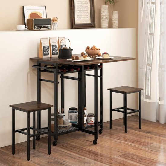 HOMCOM Uittrekbare eettafel, keukentafel voor 6 personen, met groot