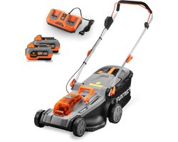 Accu grasmaaier 40V (2X20V) - FUXTEC FX-E2RM37 - 37cm 2 x 4Ah Li-Ion accu's, dubbele 2,4A lader, 40L grasbak