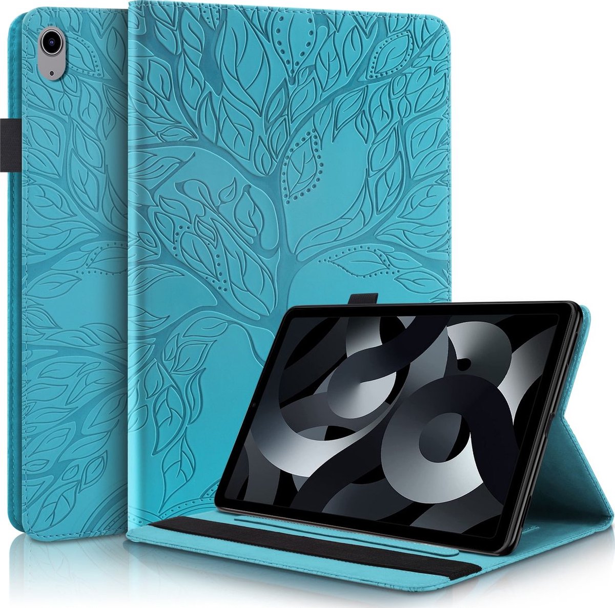 Mobigear Tablethoes geschikt voor Apple iPad 11 (2025) Hoes | Mobigear Tree Bookcase + Stylus Houder - Blauw