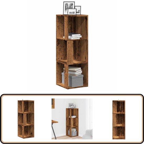 vidaXL - 3-laags Hoekboekenkast - Wit - Bewerkt hout - 50x50x102 cm | Leen Bakker