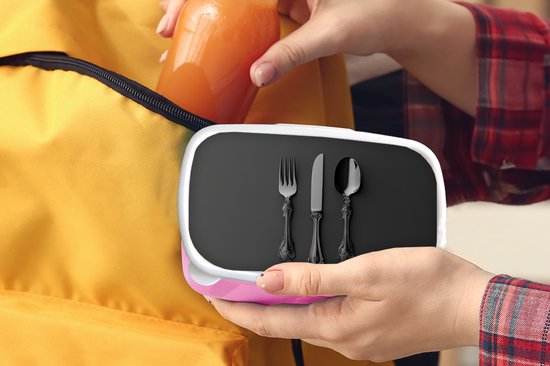 Boîte à lunch rose - Lunchbox Couverts - Noirs - Boîte à lunch 18x12x6 cm