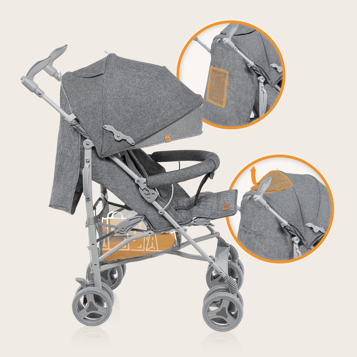 Lionelo Irma - Buggy - Wandelwagen - Duurzame en Lichte 7kg Kinderwagen - Geschikt voor Kinderen tot 15 kg - Geveerde wielen - 360° - van 6 maanden tot 5 jaar - Opbergmand - Verstelbare handgreep - Snel inklapsysteem - Compact formaat - Muskietennet – foto 2
