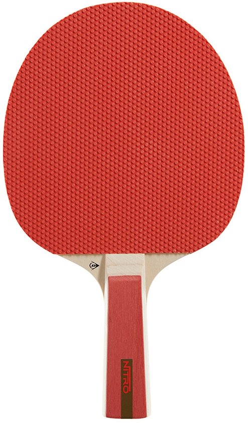 Tafeltennisbat met rood rubber aan één kant en een roze handvat met NITRO logo.