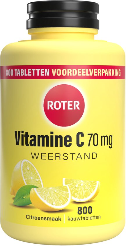 Roter Vitamine C 70mg - Vitamine C ondersteunt je weerstand - 800 kauwtabletten met citroensmaak
