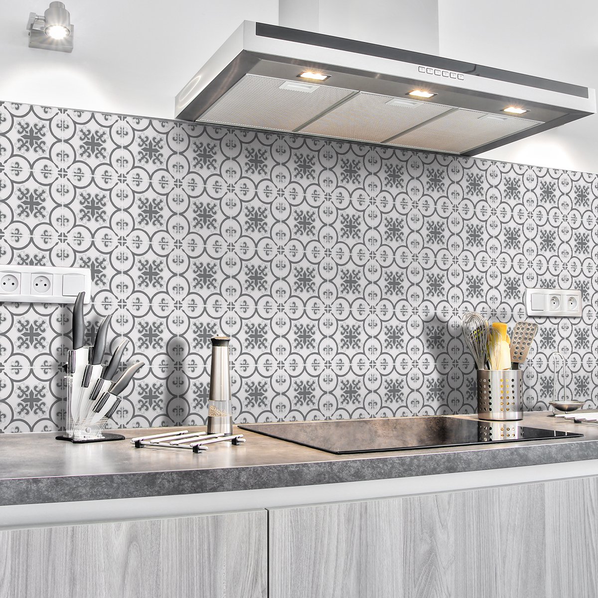 Ambiance Sticker Zelfklevende tegelmuurstickers voor keuken en badkamer - 30 cementtegelstickers (Azulejos Diaz) - 30 stickers 15x15cm Multi color